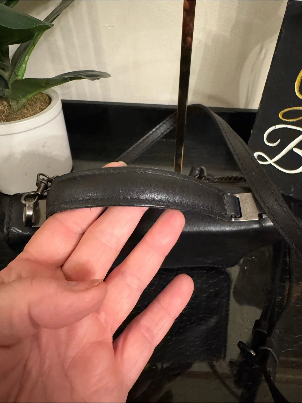 Patricia Nash Black Leather Top-Handle Crossbody Bag
